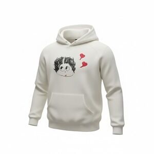 Mega Yacht x Betty Boop Hoodie XL Cream Hand Drawn Graphic Rare Streetwear